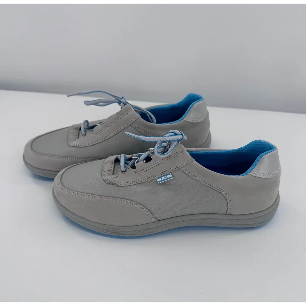 SAS Sporty Walking Shoes Womens 9.5 Gray Blue Lace‎ Up Comfort Sneakers